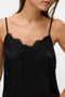 Front image of a model wearing the Vero moda julie singlet lace top in black, by brand Vero moda