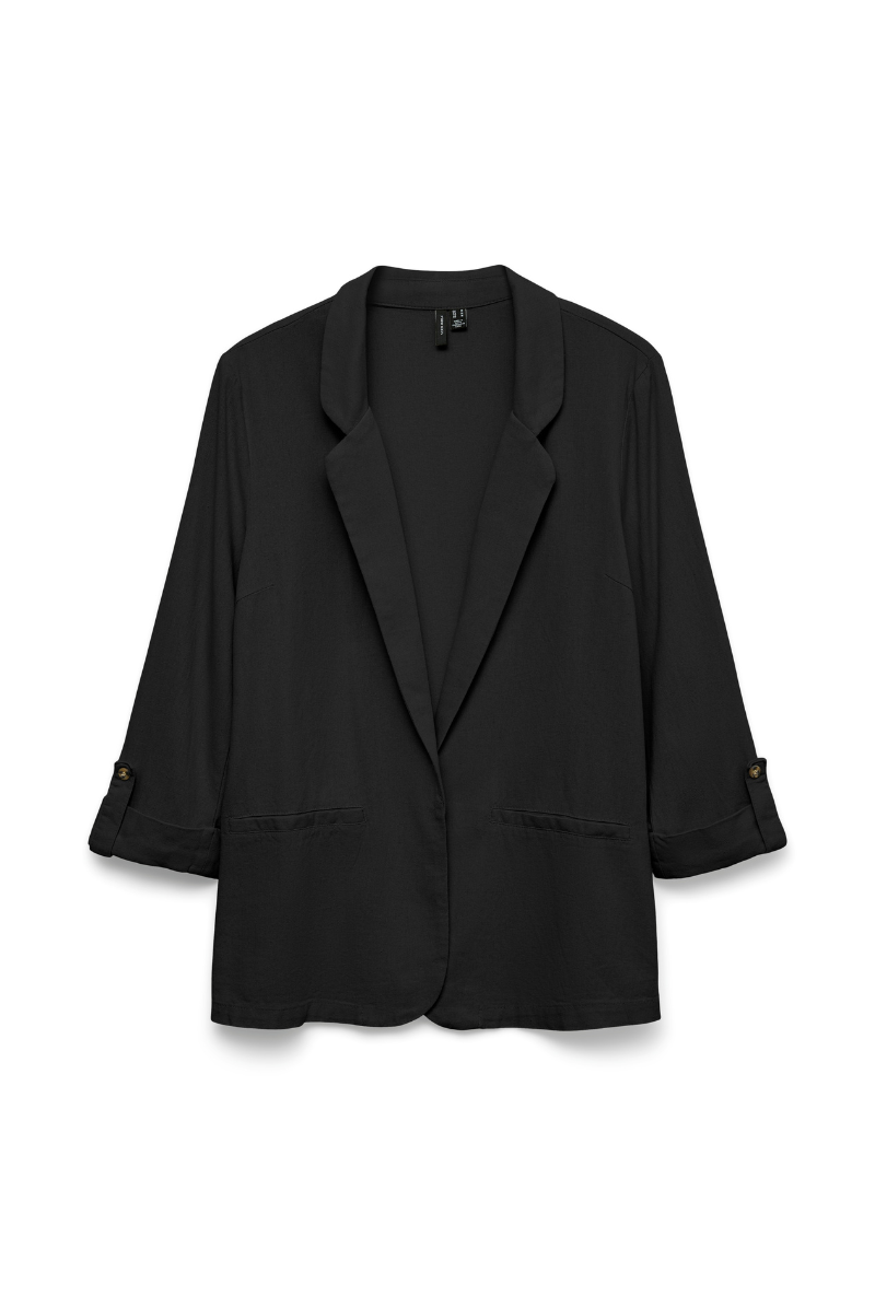 Front image  of Milo loose blazer in black, by brand Vero moda