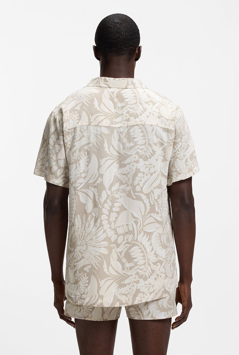 Back image of a model wearing Beach shirt in beige, by brand Boss