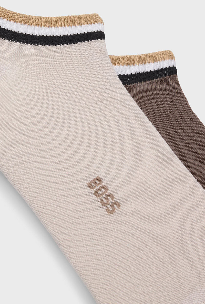 Detail image of Iconic stripe 2 pk socks in beige, by brand Boss