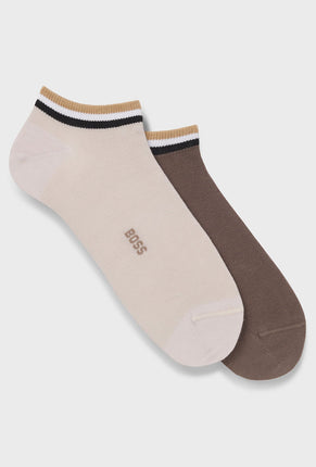 Front image of Iconic stripe 2 pk socks in beige, by brand Boss