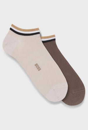 Front image of the Iconic stripe 2 pk socks in beige, by brand Boss