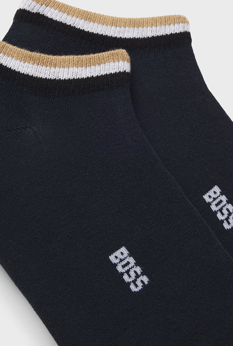 Detail image of Iconic stripe 2 pk socks in navy, by brand Boss