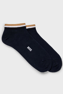 Front image of the Iconic stripe 2 pk socks in navy, by brand Boss