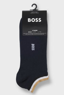Front image of the Iconic stripe 2 pk socks in navy, by brand Boss