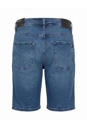 Back image of the Maine denim shorts in denim, by brand Boss