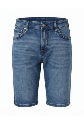Front image of Maine denim shorts in denim, by brand Boss