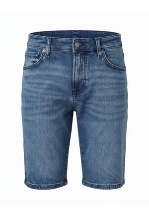 Front image of the Maine denim shorts in denim, by brand Boss