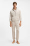 Front image of a model wearing the Mix and match jacket in beige, by brand Boss