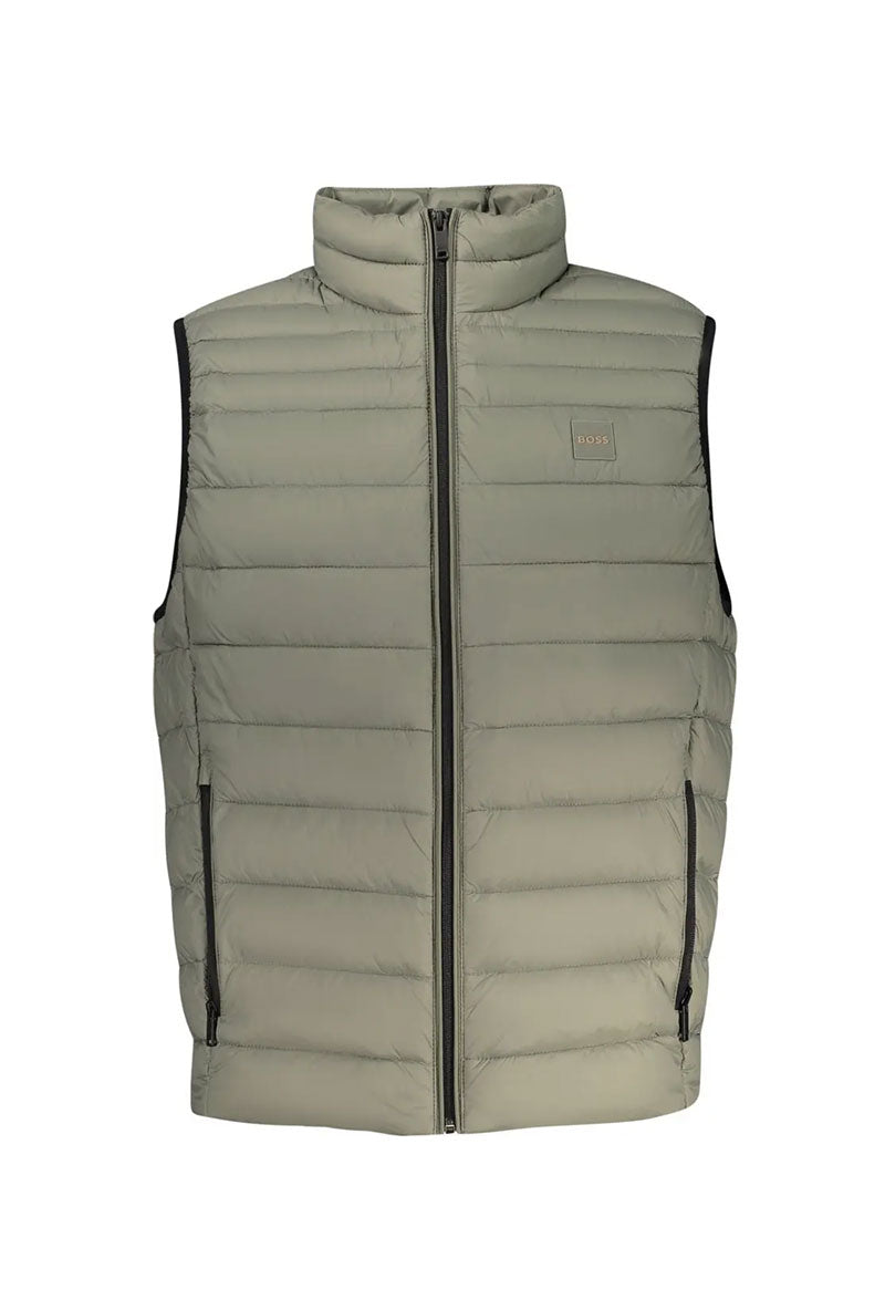 Front image of Odeno gilet in green, by brand Boss