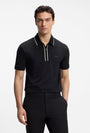 Image of PHILIX ZIP POLO in black, by brand BOSS