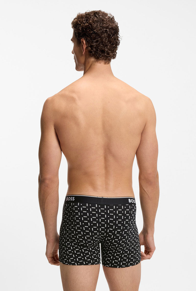 Back image of a model wearing Power 3 pk boxer brief in black, by brand Boss
