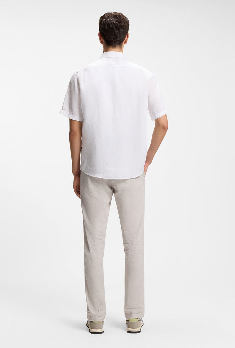 Back image of a model wearing Rash 2 ss shirt in white, by brand Boss