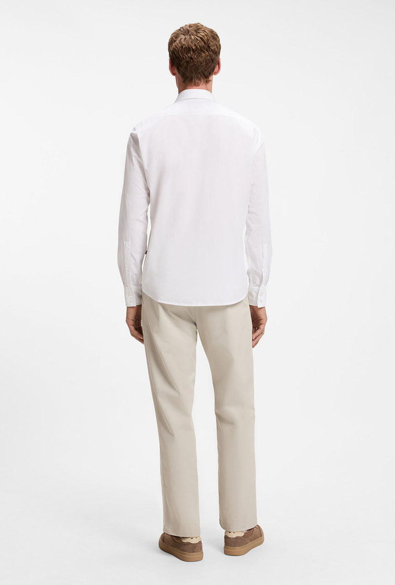 Back image of a model wearing Relegant ls shirt in white, by brand Boss