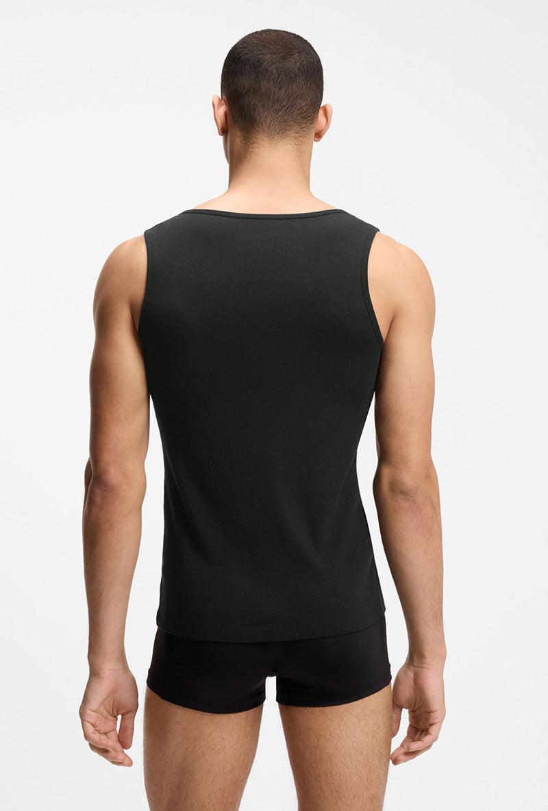 Back image of a model wearing Rib classic 3 pk tank top in multi, by brand Boss