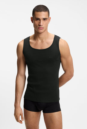 Front image of a model wearing Rib classic 3 pk tank top in multi, by brand Boss