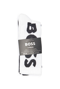 Front image of the Rib logo 3 pk socks in black/white, by brand Boss