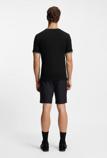 Back image of a model wearing the Taul t-shirt in black, by brand Boss