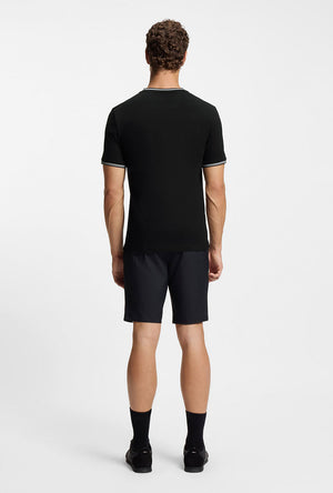 Back image of a model wearing the Taul t-shirt in black, by brand Boss