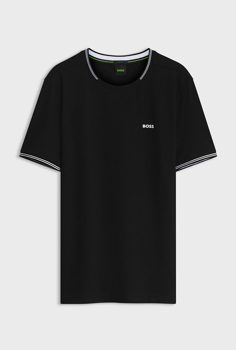 Front image of Taul t-shirt in black, by brand Boss