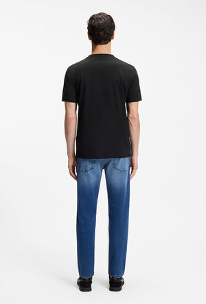 Back image of a model wearing the Tegood t-shirt in black, by brand Boss