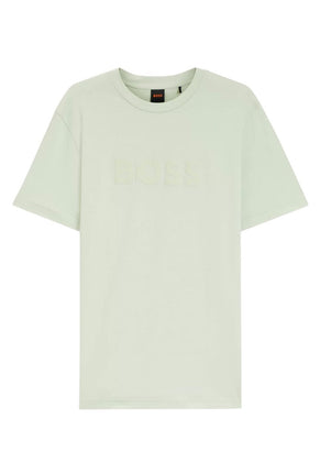 Front image of Tegood t-shirt in light green, by brand Boss