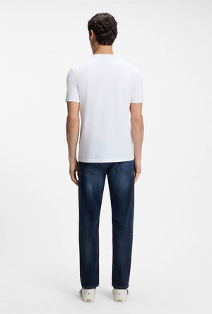 Back image of a model wearing the Tegood t-shirt in white, by brand Boss