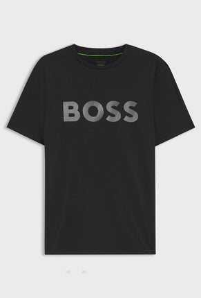 Front image of Ts active logo t-shirt in black, by brand Boss
