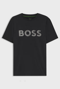 Front image of the Ts active logo t-shirt in black, by brand Boss