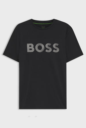 Front image of the Ts active logo t-shirt in black, by brand Boss