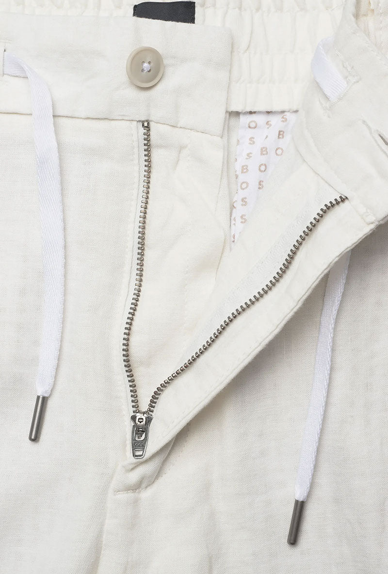 Front image of Chino tapered shorts in off white, by brand Boss