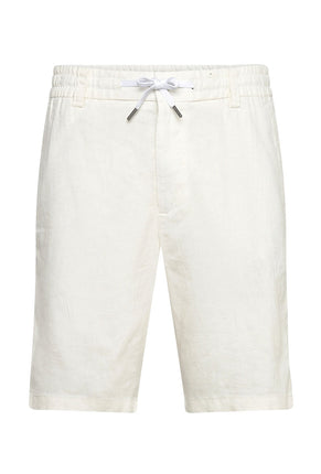 Front image of Chino tapered shorts in off white, by brand Boss