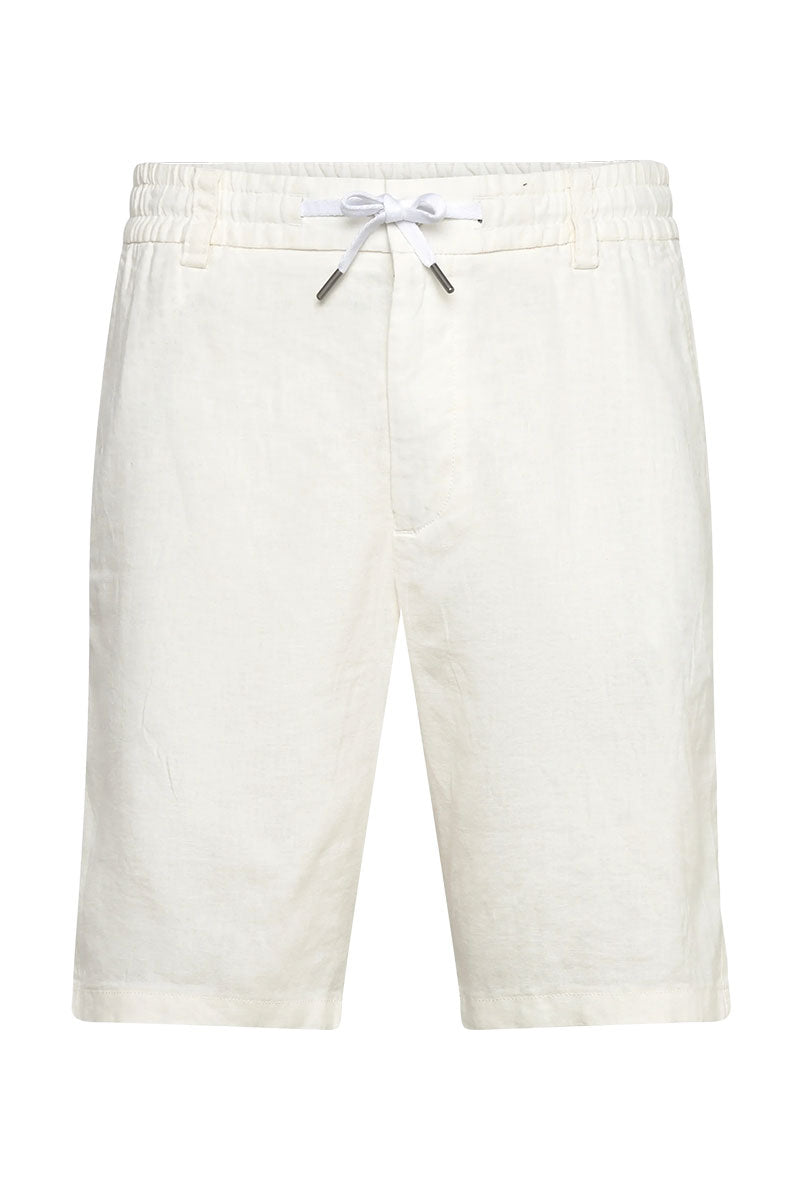 Front image of Chino tapered shorts in off white, by brand Boss