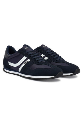 Front image of Levonn trainers in navy, by brand Boss