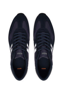 Front image of the Levonn trainers in navy, by brand Boss