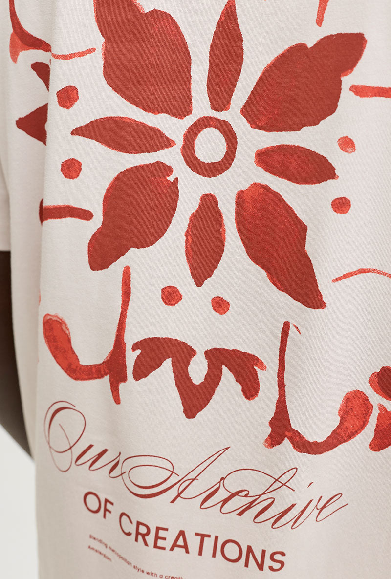 Front image of Art print tee in beige, by brand Jack&jones