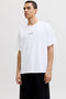 Front image of a model wearing Art print tee in white, by brand Jack&jones