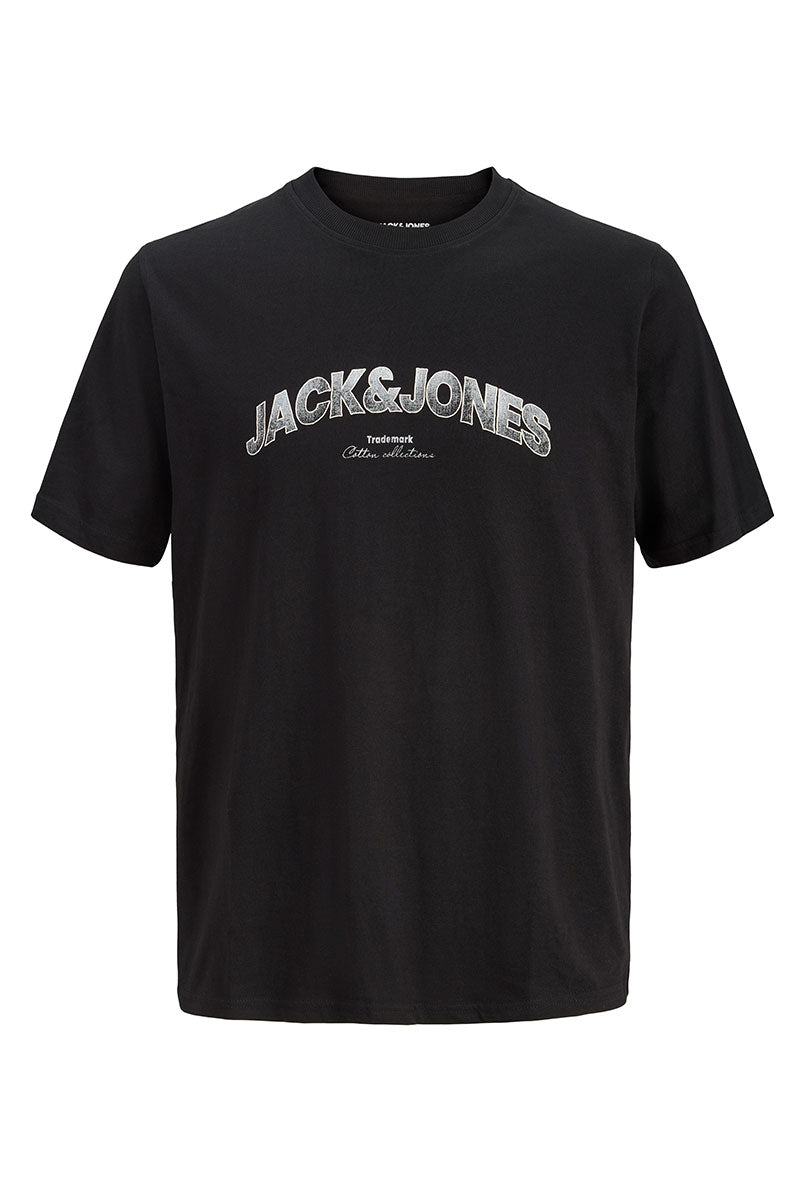 Front image of Avery ss tshirt in black, by brand Jack&jones