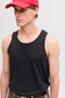 Front image of a model wearing the Jack and jones basic tanktop in black, by brand Jack&jones