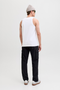 Back image of a model wearing Jack and jones basic tanktop in white, by brand Jack&jones