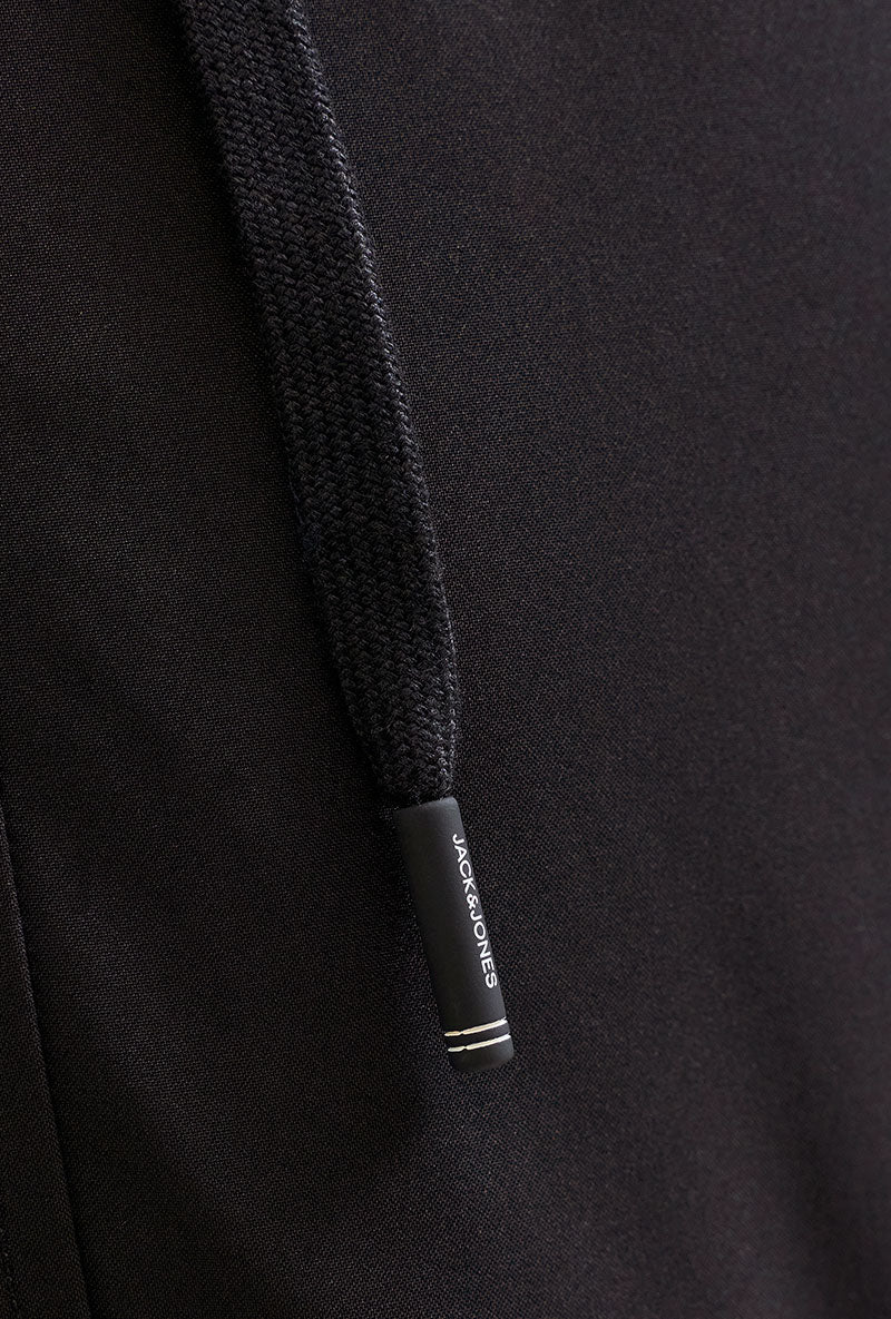 Front image of Benjamin light hood jacket in black, by brand Jack&jones