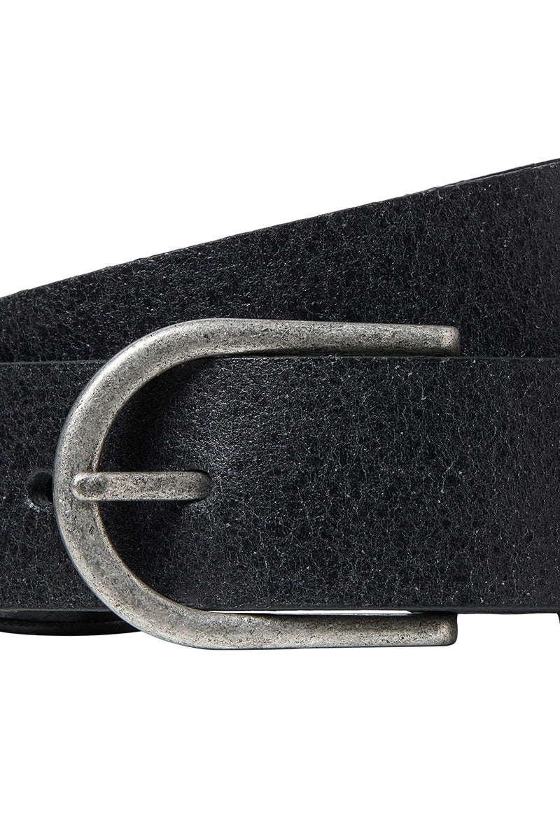 Front image of Benson leather belt in black, by brand Jack&jones