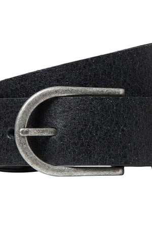 Front image of the Benson leather belt in black, by brand Jack&jones