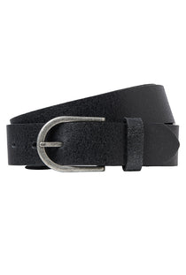 Front image of the Benson leather belt in black, by brand Jack&jones