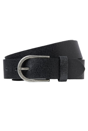 Front image of the Benson leather belt in black, by brand Jack&jones