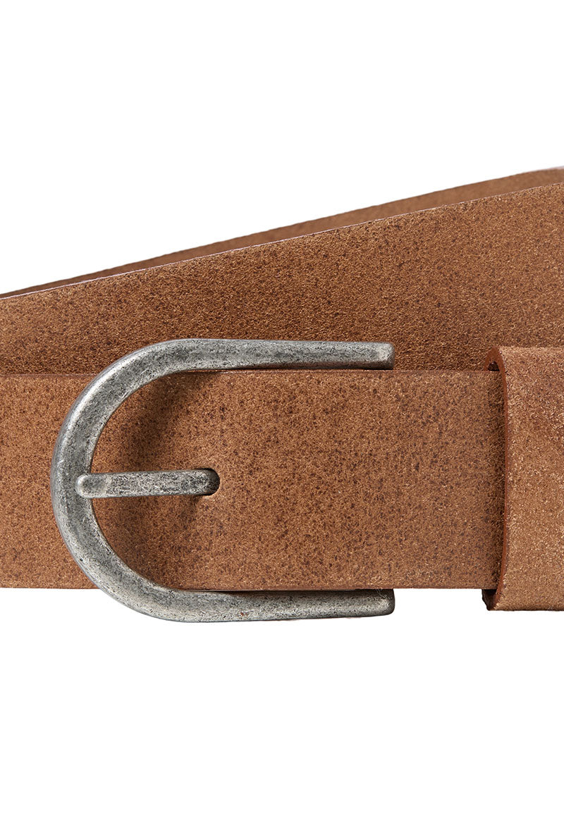 Front image of Benson leather belt in brown, by brand Jack&jones