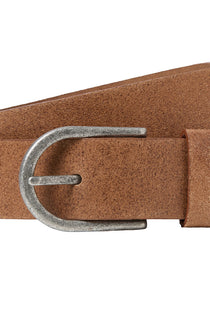 Front image of the Benson leather belt in brown, by brand Jack&jones