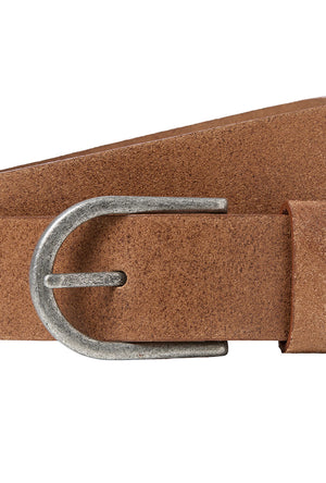 Front image of the Benson leather belt in brown, by brand Jack&jones