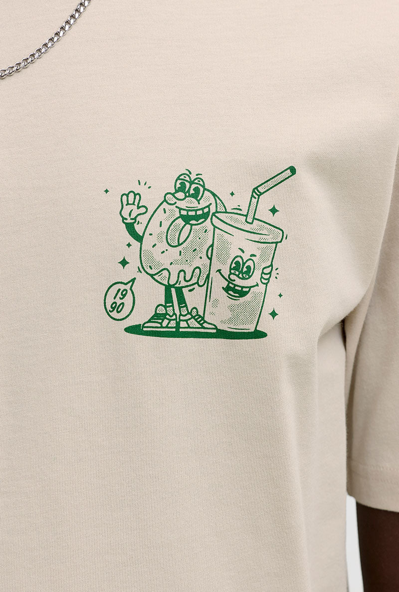 Front image of Brewy ss tee in beige, by brand Jack&jones