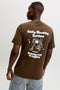 Back image of a model wearing the Brewy ss tee in chocolate, by brand Jack&jones